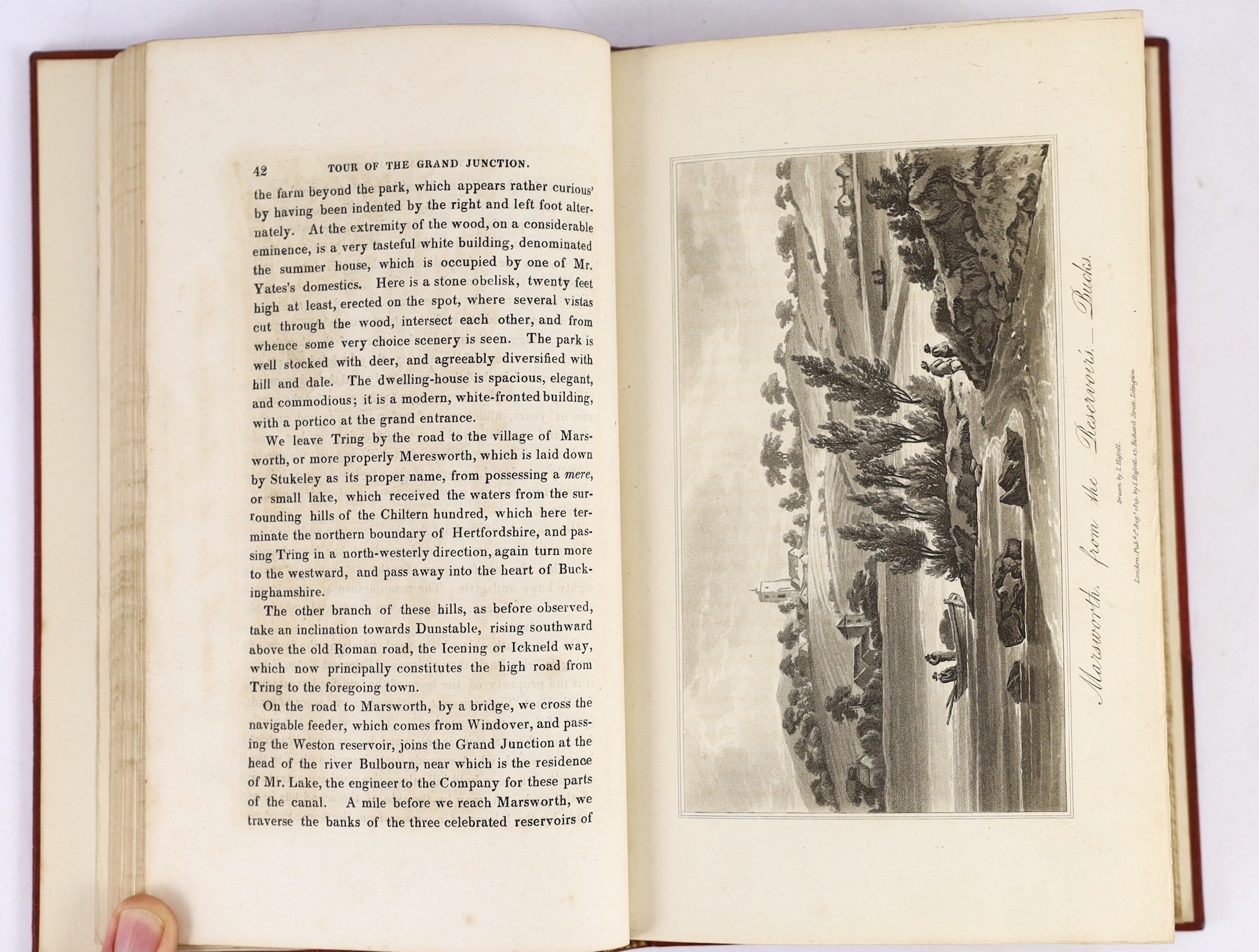 Hassell, James - Tour of the Grand Junction, 8vo, later half red morocco, with 24 uncoloured lithographs, London, 1819